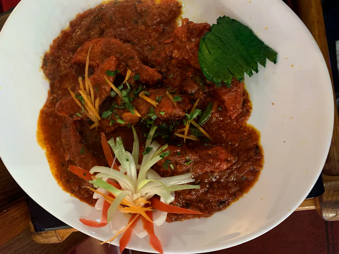 A rich red Lal Mirchi curry from Lal Bagh